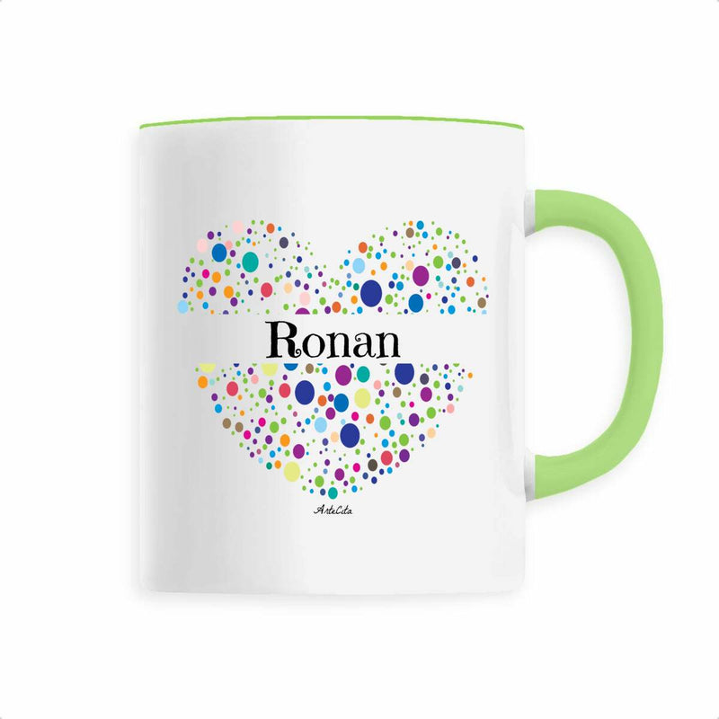 Cadeau anniversaire : Mug - Ronan (Coeur) - 6 Coloris - Cadeau Unique & Tendre - Cadeau Personnalisable - Cadeaux-Positifs.com -Vert-