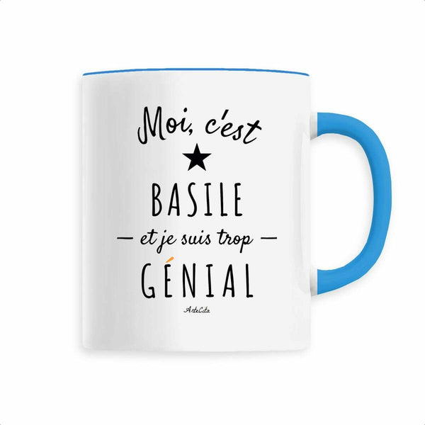 Mug - Basile est trop Génial - 6 Coloris - Cadeau Original - Cadeau Personnalisable - Cadeaux-Positifs.com -Bleu-