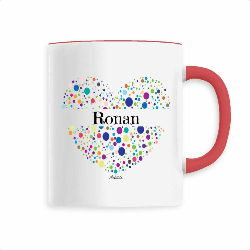 Cadeau anniversaire : Mug - Ronan (Coeur) - 6 Coloris - Cadeau Unique & Tendre - Cadeau Personnalisable - Cadeaux-Positifs.com -Rouge-