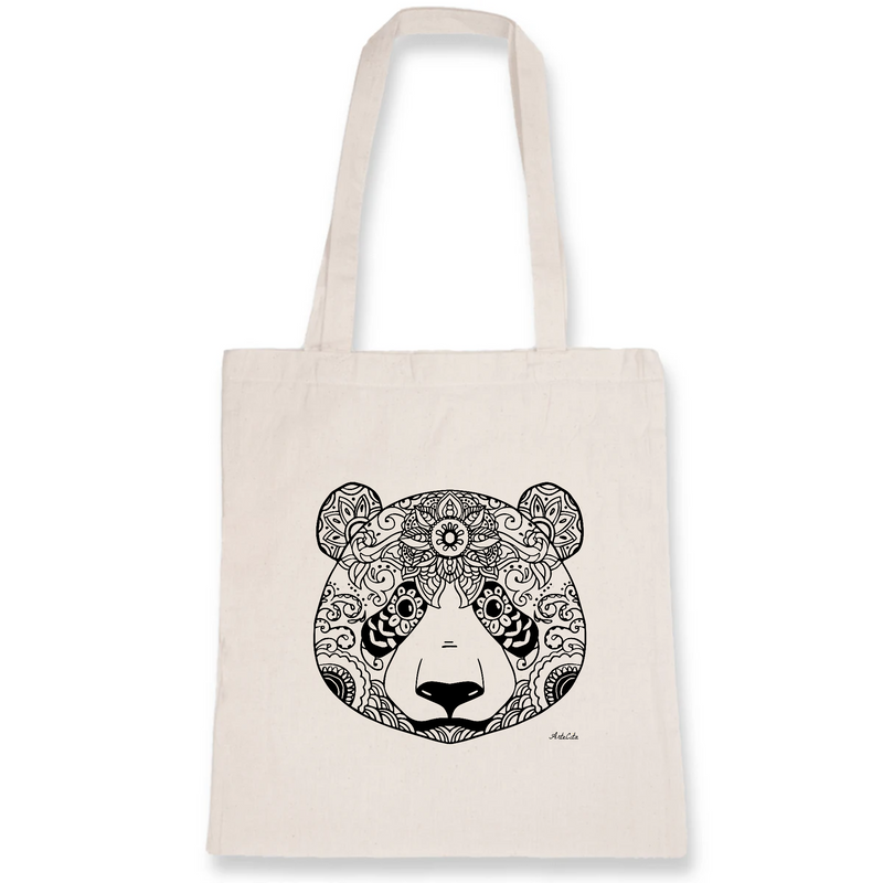 Cadeau anniversaire : Tote Bag - Panda Ethnique - Coton Bio - Cadeau Original - Cadeau Personnalisable - Cadeaux-Positifs.com -Unique-Blanc-